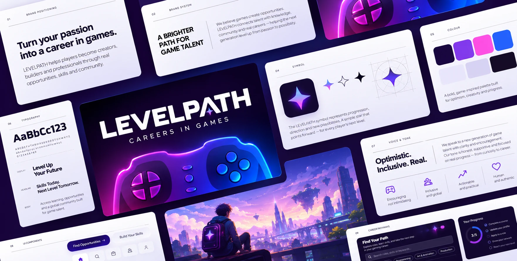 Levelpath brand system concept boards